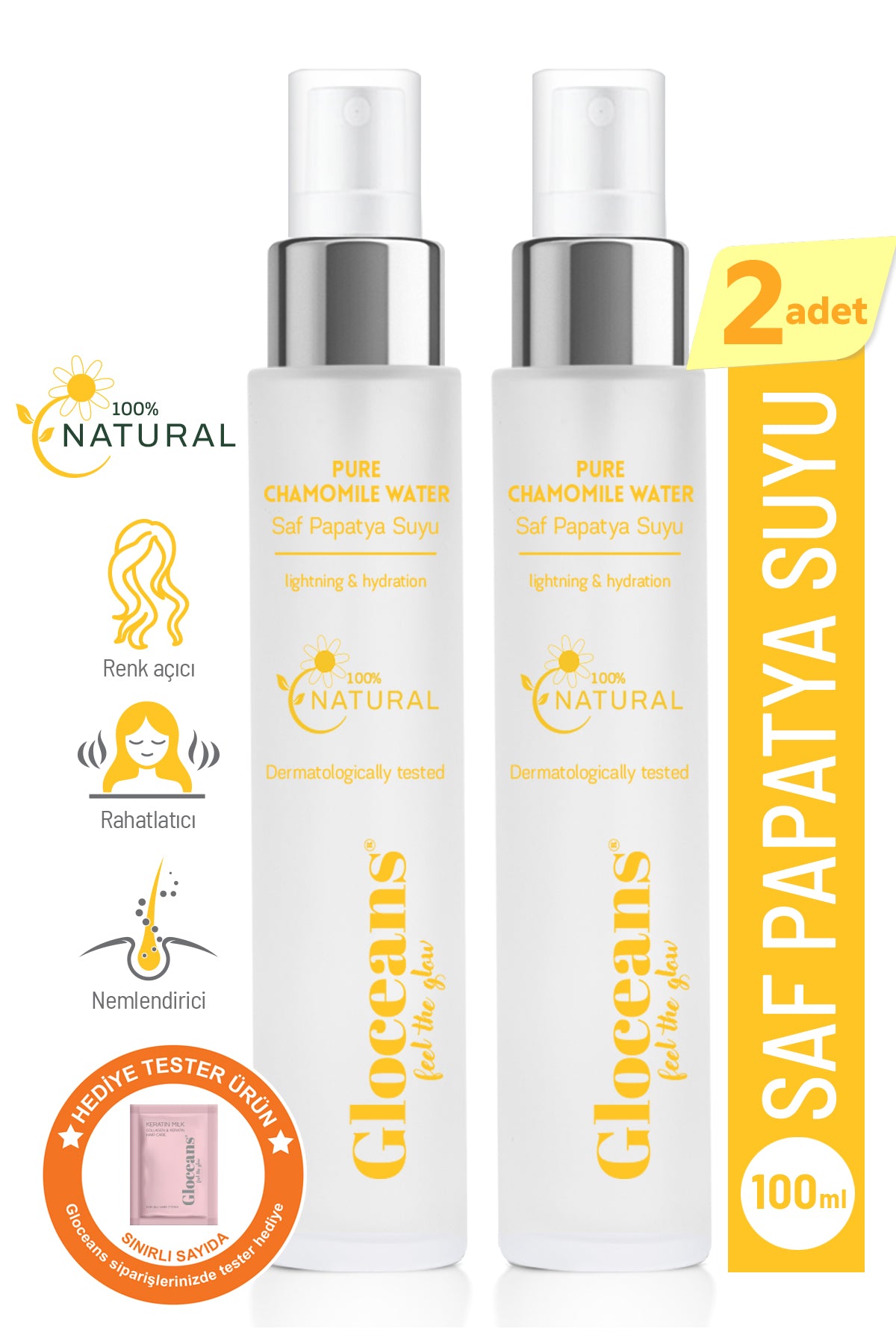 Papatya Suyu %100 Doğalve Saf Saç Toniği 100 ml x 2